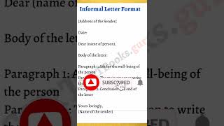 How to write Informal Letter  Format shorts informalletter communicationskills [upl. by Basham]