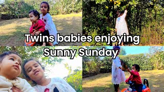 Twins vlog babies enjoying sunny say after long time babies playing twinsvlog cutebaby [upl. by Hsilgne]