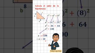 Calculamos la hipotenusa usando el Teorema de Pitágoras matematicas geometria triangulos [upl. by Fabozzi696]