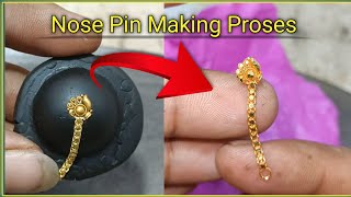 Light wet nose pin making Proses  Gold Nose Ring Giveaway  Gold jewellery making [upl. by Anrym]