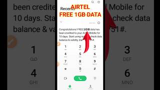 How to get 1GB free data on Airtel  Airtel free data  Airtel free net Airtel free data codeshort [upl. by Emrich552]