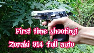 First time shooting Zoraki 914 full auto blank gun [upl. by Nomyt]