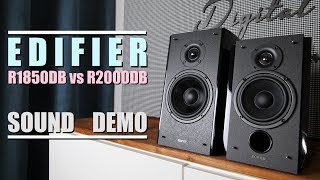 Edifier R1850DB vs Edifier R2000DB  Sound Demo w Bass Test [upl. by Nolyk149]