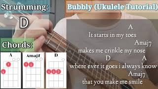 Bubbly  Easy Ukulele Tutorial With Chords Strumming amp Lyrics [upl. by Anyahc]