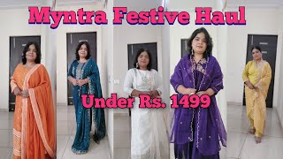 MYNTRA FESTIVE HAUL AFFORDABLE OUTFITS UNDER RS1499 beautybaewithnim [upl. by Gery]