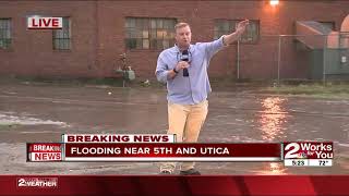 Tulsa storm coverage flooding at 5th Utica [upl. by Ellocin]