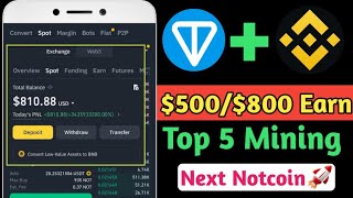 500800 Confrim Earning😱 Top 5 Mining Project  New Instant Payment Airdrop  Next Notcoin [upl. by Philippe]