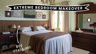 BEDROOM MAKEOVER Vintage Eclectic amp Cozy  DIY Wall Length Headboard [upl. by Kurtz]