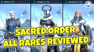 Sacred Order  All Rares reviewed in DETAIL  Who to build to 40 50 and 6 stars [upl. by Tenaj]