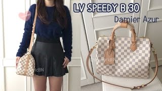 Louis Vuitton Speedy Bandouliere 30 Damier Azur Review Speedy B 30 [upl. by Mariann]