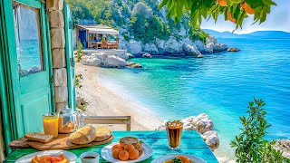 Relaxing Bossa Nova Jazz Piano Music amp Calming Ocean Waves at Outdoor Cafe Ambience for Great Mood [upl. by Haney]