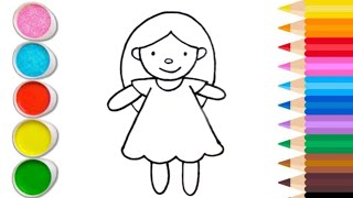 Girl drawing Learn how to draw a simple girl painting Drawing and Colouring for kids amp toddlers [upl. by Badr]