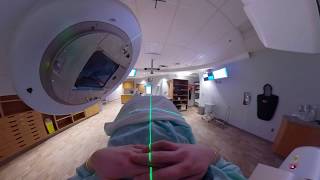 Demonstrating how a patient receives treatment with the linear accelerator [upl. by Zolnay]