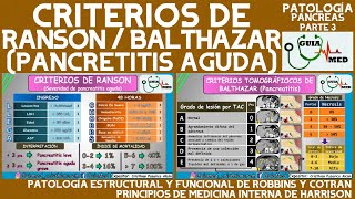 CRITERIOS DE RANSON  BALTHAZAR PANCRETITIS  GuiaMed [upl. by Anthia]