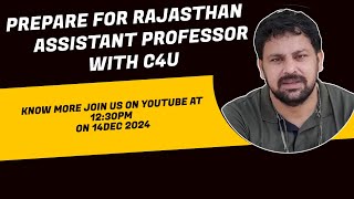 PREPARE FOR RAJASTHAN ASSISTANT PROFESSOR WITH C4U CHEMISTRY FOR YOU  SAHENDRA SIR [upl. by Anividul]