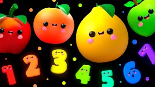 DANCING FRUIT with the Numbers 🍎🍊🍋‍🍏🍇 Sensory Video [upl. by Fatsug]