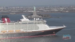 Disney Fantasy cruise ship horn sounds upon arrival in New York Harbor [upl. by Aicargatla]