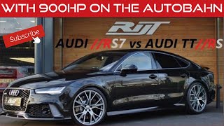 Met 900pk over de Autobahn van Leipzig naar Nederland Audi RS7 vs Audi TTRS [upl. by Bullard119]