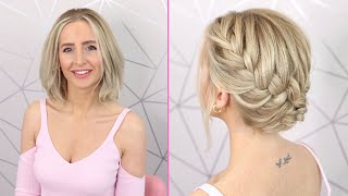 Super Easy Braided Updo For Short Hair💖 [upl. by Vizzone15]