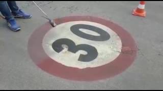 Application of PREMARK® thermoplastic road marking on old marking [upl. by Filippo]