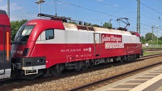 Taurus Unfall Werbelok quotORF 2quot mit Railjet Doppeltraktion in Rosenheim [upl. by Eenoj]