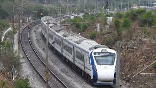 Coimbatore  Chennai Mini 8 coach Vande Bharat express crosses Ranipet [upl. by Araek986]