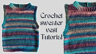 Retro crochet sweater vest easy  crochet tutorial [upl. by Ruhtua]