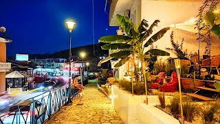 Moraitika night street life Corfu Island summer Greece 4K 2022 [upl. by Zaneski]