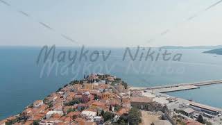 Kavala Greece Kavala Fortress The ferry leaves the port Historic city center Aegean Sea Sum [upl. by Einnov556]