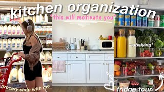 ORGANIZE MY KITCHEN WITH ME 🌱 grocery shopping  fridge organization aestheticpinterest inspired [upl. by Magnusson312]