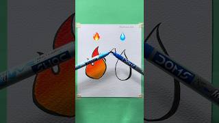 🔥VS💧Easy Painting with DOMS brush pen shorts craft art drawing crafts satisfying [upl. by Sagerman]