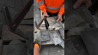 Cutting slate with a traditional slating hammer construction roofing slate slating asmr tools [upl. by Halley]