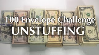 100 ENVELOPE CHALLENGE UNSTUFFING  SAVINGS CHALLENGE COMPLETE  JAZZCBUDGETS [upl. by Sirapal]