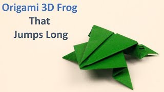 Origami frog that jumps long  Japanese paper Jumping Frog [upl. by Aihsotal]