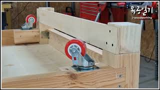 Unshakable work bench  Caster Installation Idea for solid work bench  woodworking [upl. by Mickelson]