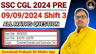 SSC CGL ANSWER KEY 2024  SSC CGL 2024 9 SEPTEMBER 2024 SHIFT 3 MATHS SOLUTION [upl. by Estele]