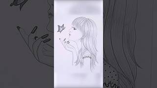 How to Draw a Girl with a Butterfly  Easy Pencil Sketch ShortsIsmatAraArtGallery [upl. by Libbie]