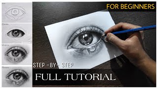 Realistic eye drawing  realistic eye tutorial for beginners in HINDI  Step by Step Tutorial eyes [upl. by Gaspard]