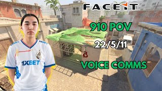 910 POV  VOICE COMMS CS2 FACEIT 22511 [upl. by Basilius]