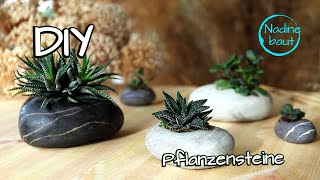 Blumentopf aus Ton  Pflanzen Deko selber machen  Steine aus lufttrocknendem Ton  Pflanzgefäß DIY [upl. by Nahgrom539]