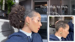 how to do sleek puff ponytail hairstyle on SUPER SHORT twa 4c natural hair  9 drawstring ponytail [upl. by Nieberg]