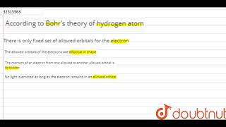 According to Bohr\s theory of hydrogen atom [upl. by Chesna984]