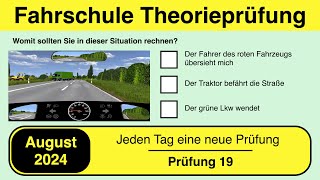 🚘 Führerschein Theorieprüfung Klasse B 🚗 August 2024  Prüfung 19 🎓📚 [upl. by Ytinav]