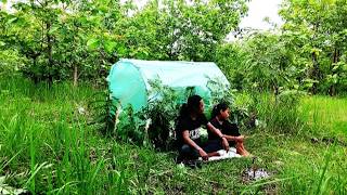 Perjalanan hidup di hutan membuat selter dari pastik untuk tempat berlindung camping di hutan [upl. by Zahara534]