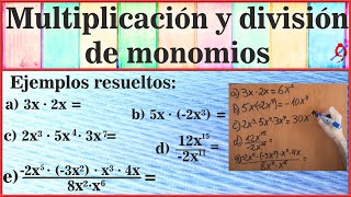 Multiplicación y división de monomios Ejercicios resueltos [upl. by Philbin946]