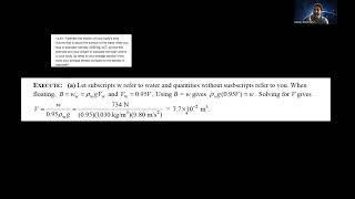 Physics 1B Fluid Dynamics Problems Solved Using Archimedes Principle Fluid Dynamics Part 1 [upl. by Eilitan461]