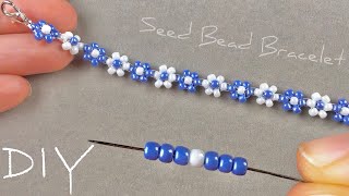 Beaded Daisy Bracelet Seed Bead Daisy Chain Bracelet Tutorial [upl. by Zelda]