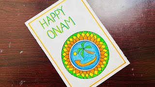 Onam Simple Pookalam Design Drawing  Step by Step  Onam Festival Drawing Easy Happy Onam drawing [upl. by Aneekat]