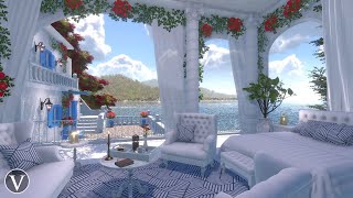 Greek Villa Bedroom  Day amp Sunset Ambience  Ocean Waves amp Nature Sounds [upl. by Dnomsad]