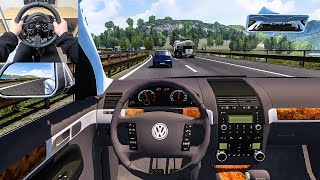 Volkswagen Touareg 7L  Euro Truck Simulator 2 Steering Wheel Gameplay [upl. by Llechtim]